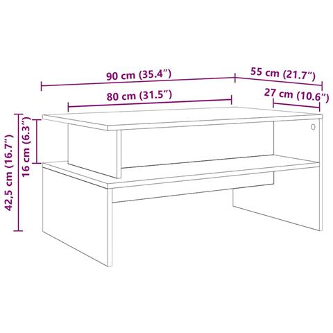 Tavolino da salotto Rovere nero 90 x 55 x 42.5 cm - Foto 9