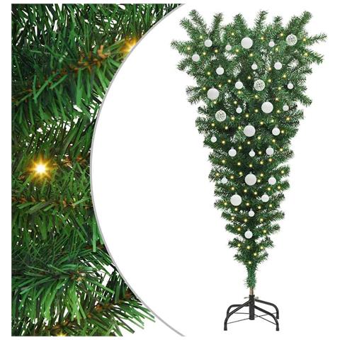 Albero di Natale artificiale pre-illuminato rovesciato con set di palline - Foto 1