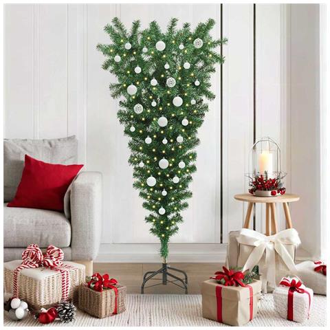 Albero di Natale artificiale pre-illuminato rovesciato con set di palline - Foto 2
