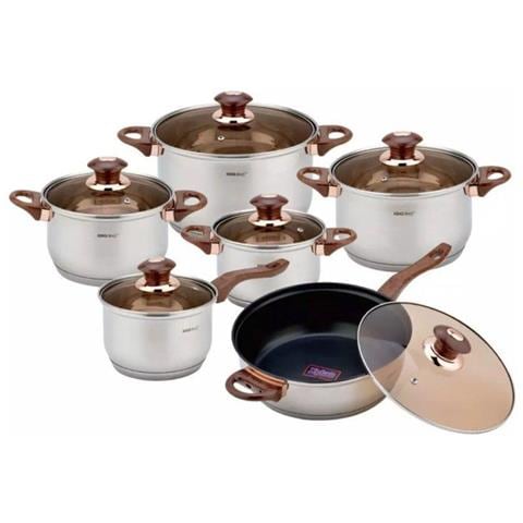 Set di pentole in acciaio inossidabile Kinghoff KH-1768 da 12 pezzi - Foto 1