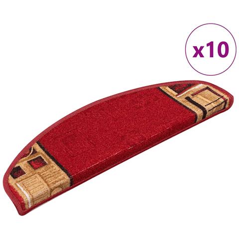 Tappetini per Scale Autoadesivi 10 pz 65x21x4 cm Rossi - Foto 1