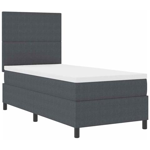 Letto a molle con testiera Grigio Scuro e Bianco 100 x 200 cm - Foto 1