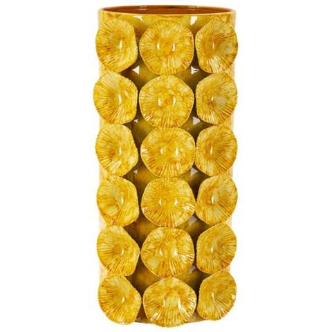 Vaso Drop Medio Giallo Con Applicazioni Floreali In Rilievo - Foto 1