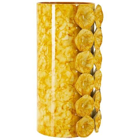 Vaso Drop Medio Giallo Con Applicazioni Floreali In Rilievo - Foto 2