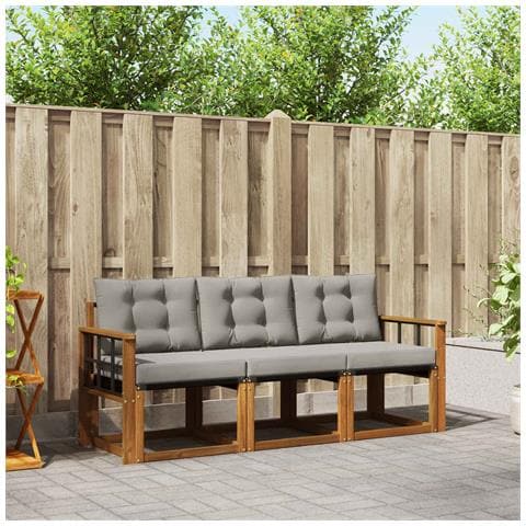 Set di divani da esterno 3 pcs Grigio Naturale e Chiaro - Foto 2