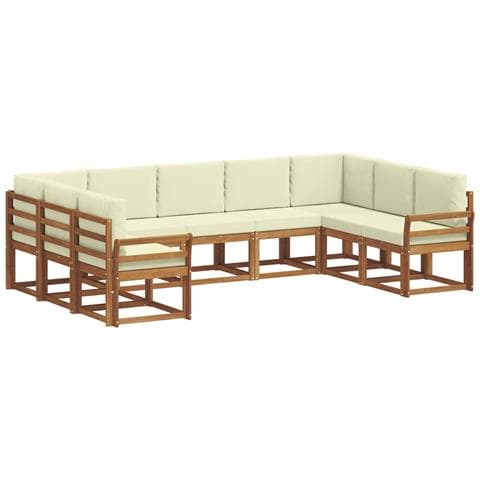 Set di divani da esterno con cuscino 9 pcs Naturale e Crema - Foto 1