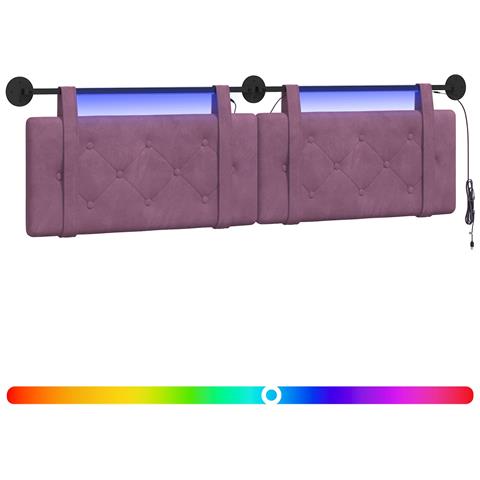 Testiera sospesa Con luce LED Viola Velluto - Foto 1
