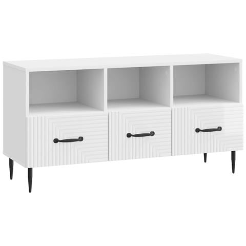 Mobile TV Bianco Lucido 102 x 34,5 x 50 cm Legno ingegnerizzato - Foto 1