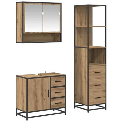 Set di mobili per il bagno con porta 3 pcs Rovere artigianale - Foto 1
