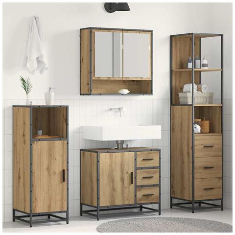Set di mobili per il bagno con porta 3 pcs Rovere artigianale - Foto 2