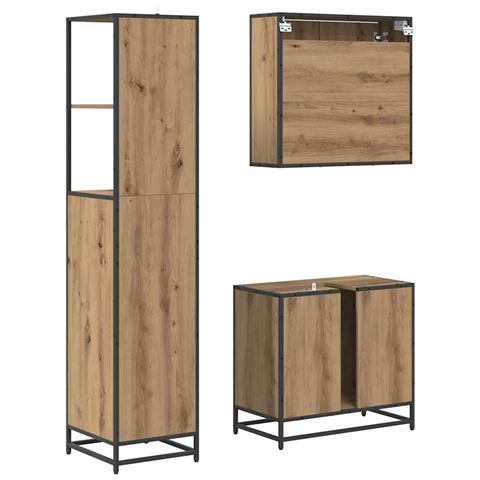 Set di mobili per il bagno con porta 3 pcs Rovere artigianale - Foto 9