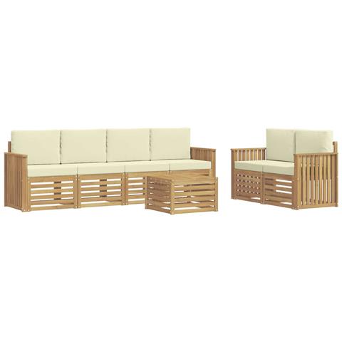 Set di divani da esterno 7 pcs Bianco e Crema Poliestere - Foto 1