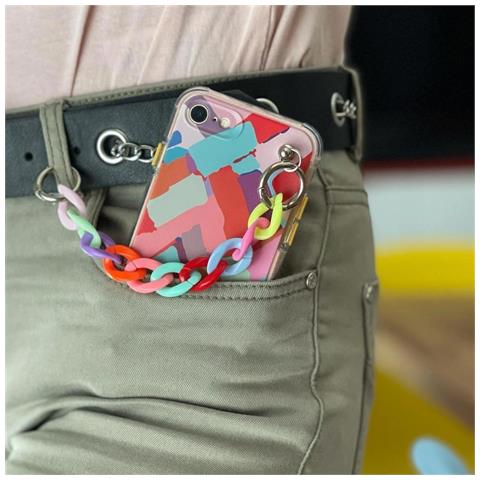 Custodia In Silicone Flessibile E Resistente Con Ciondolo A Catena, Progettata Per Xiaomi Redmi Note 10 / Redmi Note 10s, Multicolore (4) - Foto 1