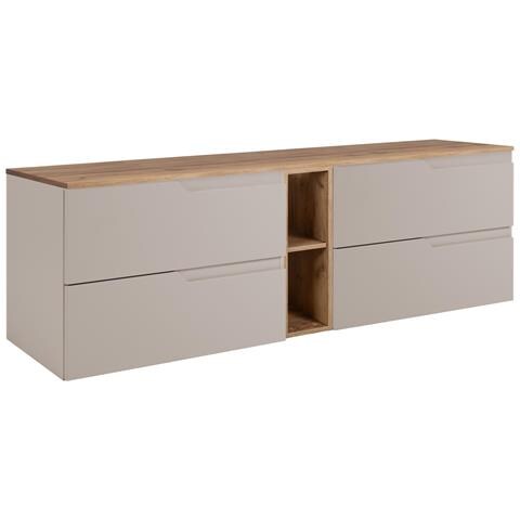 Mobile sottolavabo, Beige, 160 cm, Con piano d'appoggio, 2 cassetti, MDFMobilecon 2 ante, Ripiano integrato, MODERNO - Foto 1