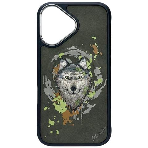 Custodia Per Iphone 16 Grigio Scuro Con Motivo A Lupo Magsafe Nimmy - Foto 2