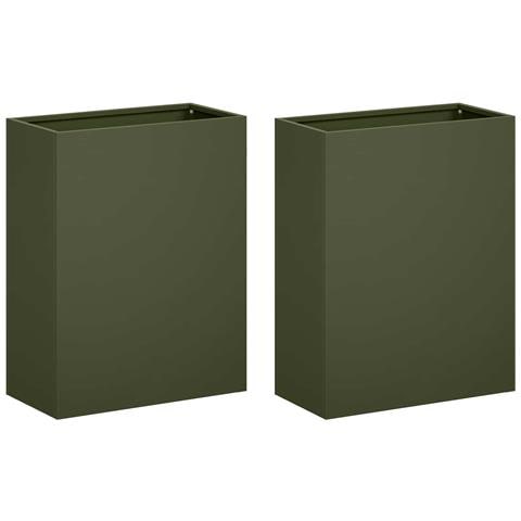 Vaso da giardino 2 pz Verde Oliva 40 x 20 x 50 cm - Foto 1