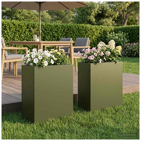 Vaso da giardino 2 pz Verde Oliva 40 x 20 x 50 cm - Foto 2