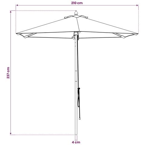 Ombrello da giardino Ø 210 x 237 cm Legno di Eucalipto Massello - Foto 8