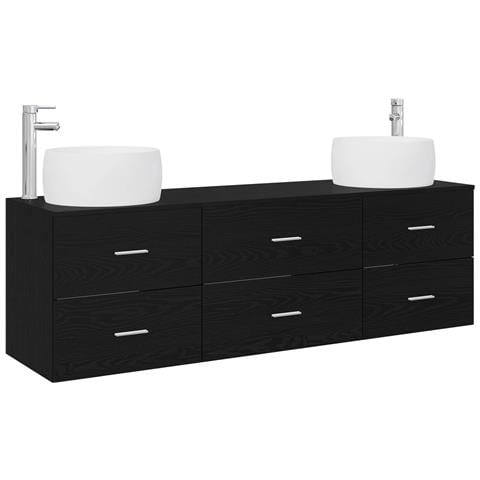 Set di mobili per il bagno 3 pz Nero 49,5 x 44,5 x 66 cm - Foto 1