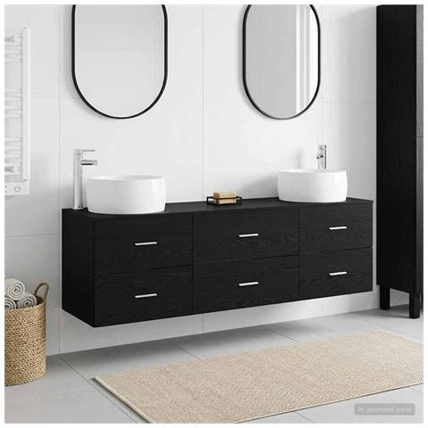 Set di mobili per il bagno 3 pz Nero 49,5 x 44,5 x 66 cm - Foto 10