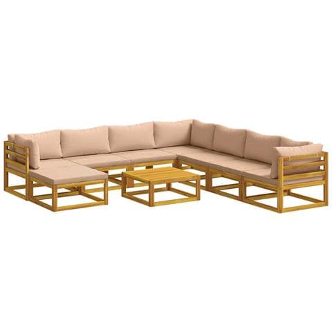 Set di divani 9 pz Naturale Legno di Acacia Massello - Foto 1