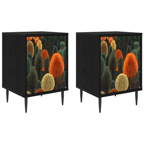 Armadio da Notte ZAANDAM 2 pz Rovere Nero 36 x 33 x 51 cm - Foto 1