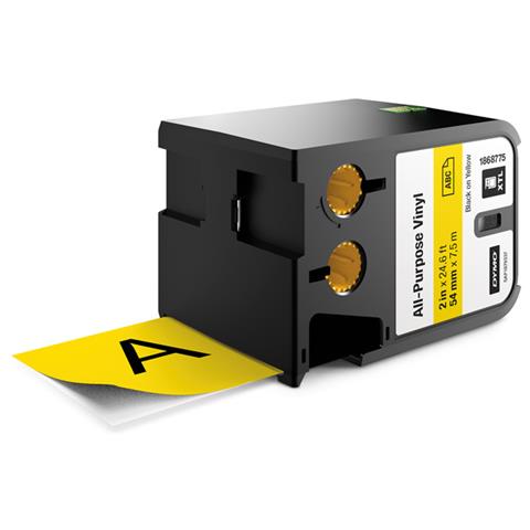 Nastro in Vinile per Etichettatrice Formato 54 mm x 7 m Nero su Giallo - Foto 1