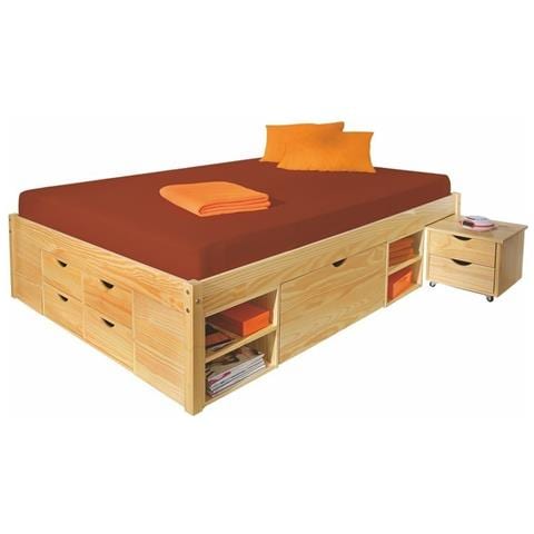 Ampio Letto Contenitore Matrimoniale Con Comodino Con Ruote - Foto 2