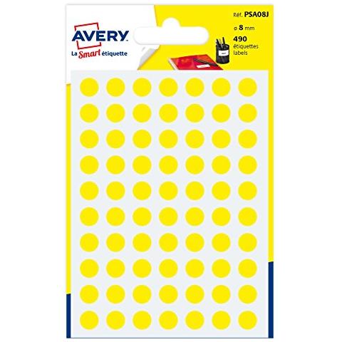 conf. 6 ff Etichette rotonde bustina gialle diam 8 mm PSA08J - Foto 1