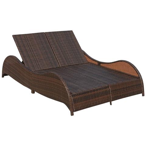 Sedia A Sdraio Doppia In Poly Rattan Marrone - Foto 6