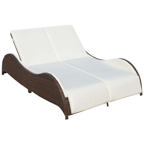 Sedia A Sdraio Doppia In Poly Rattan Marrone - Foto 1