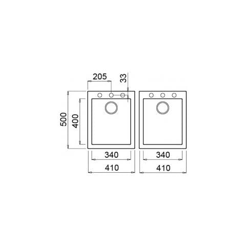 Lavello Quadra 200 Keratek Plus 41x50 cm 2 vasche Colore Dove Grey 93 - Foto 2