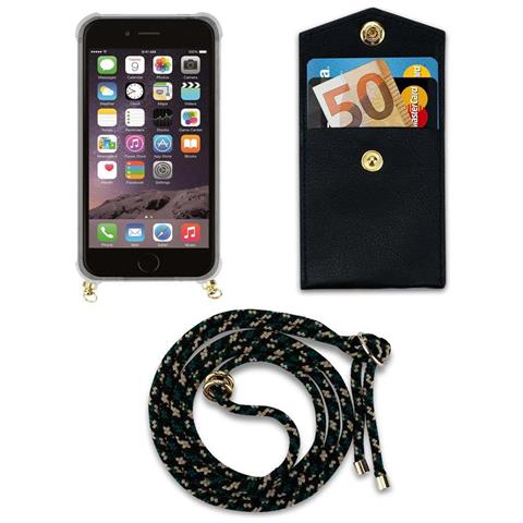 Catena Di Telefoni Cellulari Compatibile Con Apple Iphone 6 / Iphone 6s In Camouflage - Coperchio Protettivo In Silicone Con Anelli D'oro, Cinturino In Corda E Custodia Staccabile - Foto 10