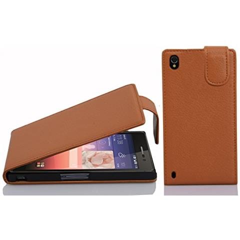 Custodia Compatibile Con Huawei P7 In Marrone Cioccolata - Coperchio Protettivo In Design Flip Realizzato In Similpelle Testurizzata - Foto 1