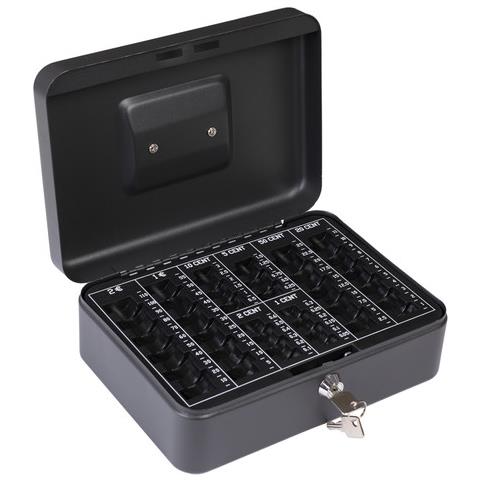 Elegant Cash C9634-eur Cassetta Di Sicurezza Con Chiave Per Contare E Trasportare Denaro | Cassetta Portavalori In Acciaio Con Vassoio Portamonete | Cassaforte Portatile Larghezza 25 Cm | Nera - Foto 3