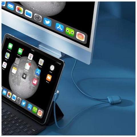 Cavo Usb A, Usb C / Usb C Ice-c 4 In 1, Cavo Lightning 1 M, Blu - Foto 2