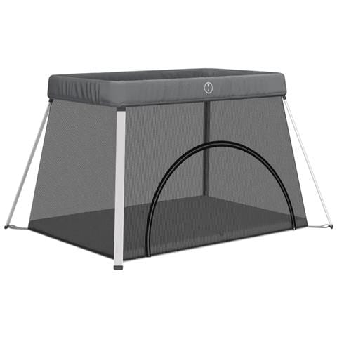 Box Per Bambini Con Materasso Grigio Scuro Tessuto Di Lino - Foto 2