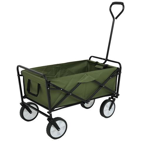 Carrello da Spiaggia Pieghevole TYRS con Ruote in Plastica, Portata Massima 110 kg, Colore Verde - Foto 2