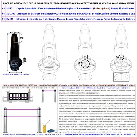 Fotocellule Sicurezza Movimento Cancello Elettrico 2 Coppie Trasmettitore E Ricevitore Portata 20 Metri Orientabili 18 - Foto 4