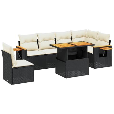 Set Divani Da Giardino Con Cuscini 7pz Nero Polyrattan - Foto 1