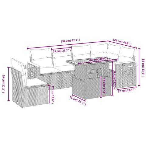 Set Divani Da Giardino Con Cuscini 7pz Nero Polyrattan - Foto 2