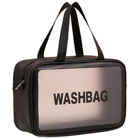Grande Borsa Da Toilette In Pelle Pu Impermeabile Da Viaggio Organizer Black - Foto 1