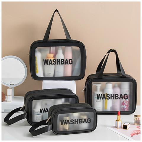 Grande Borsa Da Toilette In Pelle Pu Impermeabile Da Viaggio Organizer Black - Foto 2