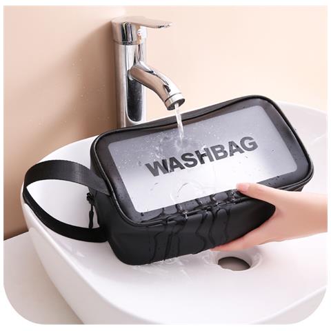 Grande Borsa Da Toilette In Pelle Pu Impermeabile Da Viaggio Organizer Black - Foto 3