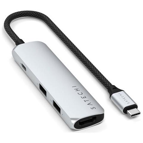 Hub Usb-c Slim Multiport 4-in-1 4k Power Delivery 100w, Argento - Foto 1