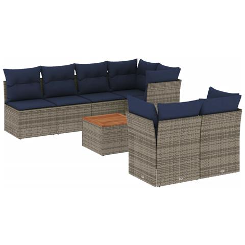 Set Divani Da Giardino 8 Pz Con Cuscini Grigio In Polyrattan - Foto 2