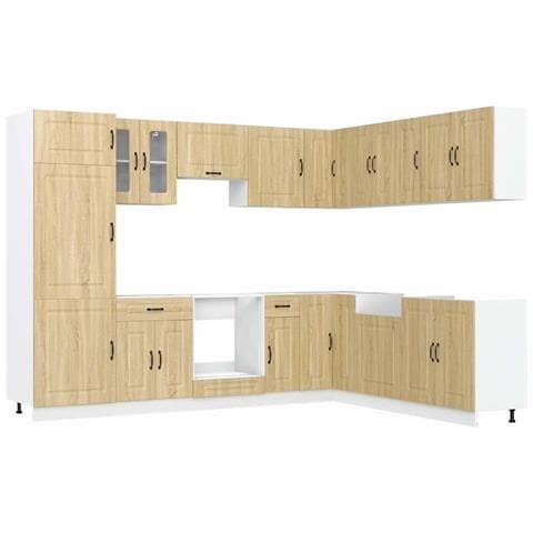 Set Mobili Da Cucina 14 Pz Kalmar Rovere Sonoma In Truciolato - Foto 2