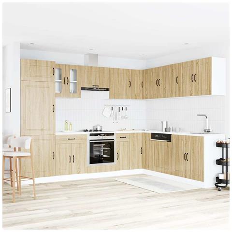Set Mobili Da Cucina 14 Pz Kalmar Rovere Sonoma In Truciolato - Foto 3