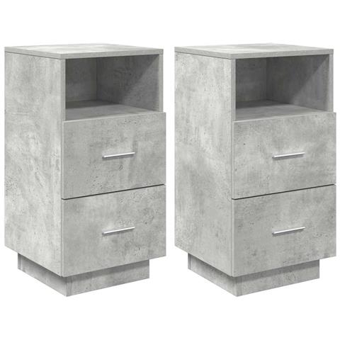 Comodini 2 Pz Con 2 Cassetti Grigio Cemento 36x36x68 Cm - Foto 2
