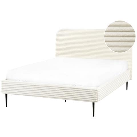 Letto Velluto A Coste Flayat 140 X 200 Cm Bianco Sporco - Foto 2